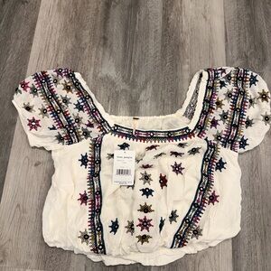 Free People Multicolor Embroidered Blouse
